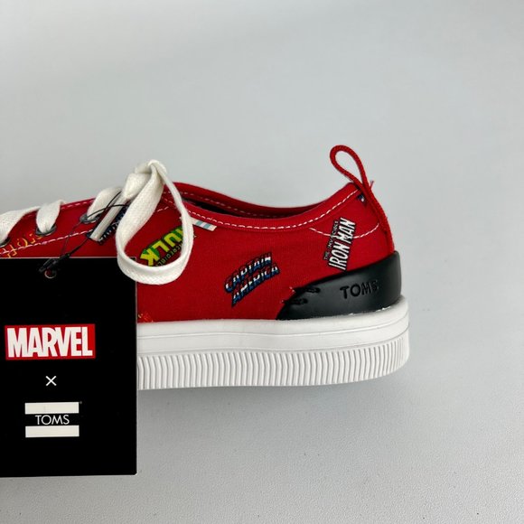 Toms X Marvel Travel Lite Womens Low AOP Marvel Logos Sneakers Red size 6 - Picture 11 of 16